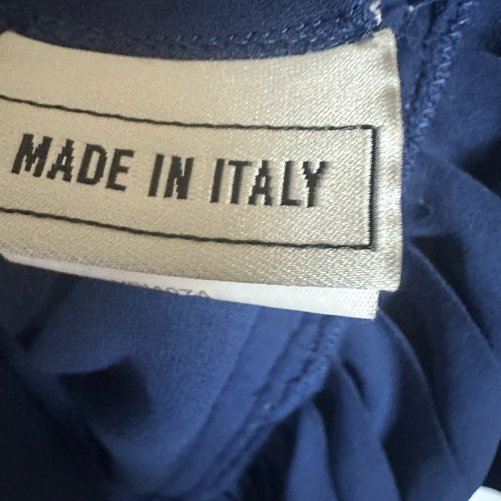 Veronique Bronquinho Italy ink Blue Pleated Fit-and-Flare Dress fits size 10 12 - Picture 12 of 14